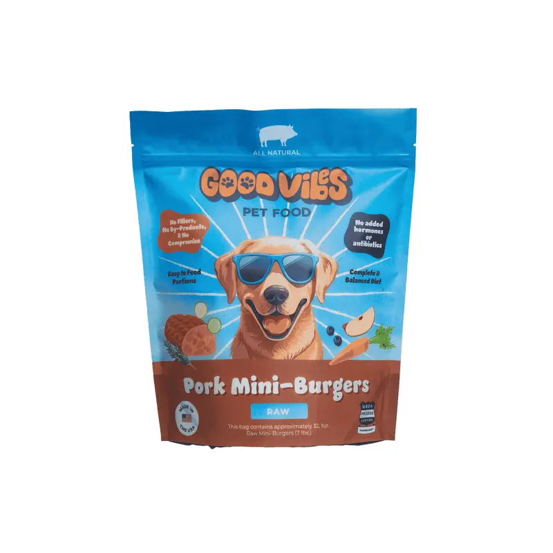 Good Vibes Pork Raw Frozen Dog Food 2lb Bag