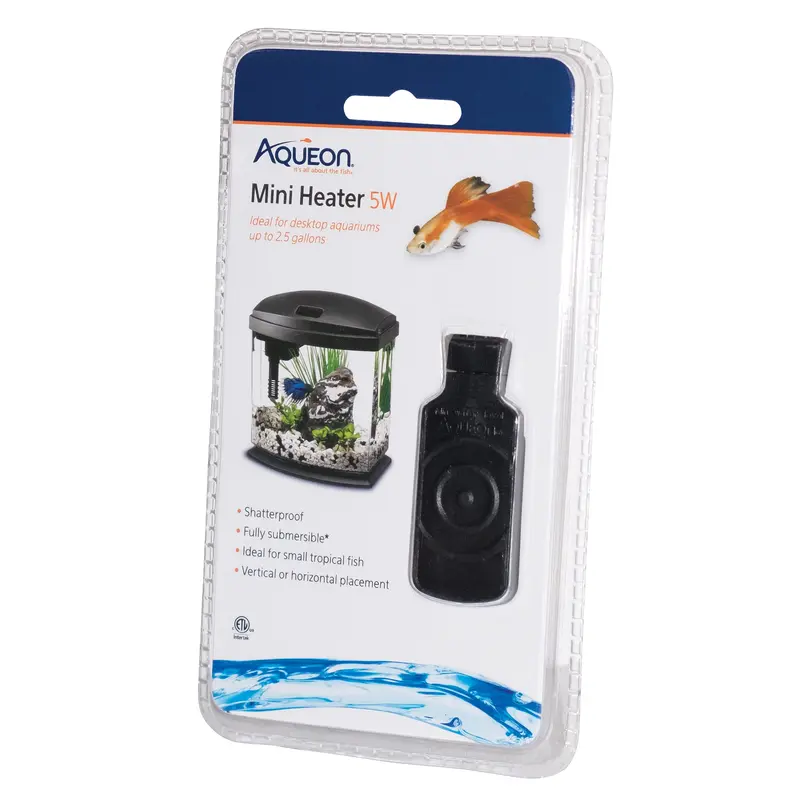 Aqueon Submersible Aquatic Flat Heater Mini Up to 2.5 Gallons  Black  5 Watts