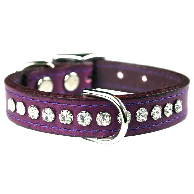 Grape Signature Leather Crystal Collar