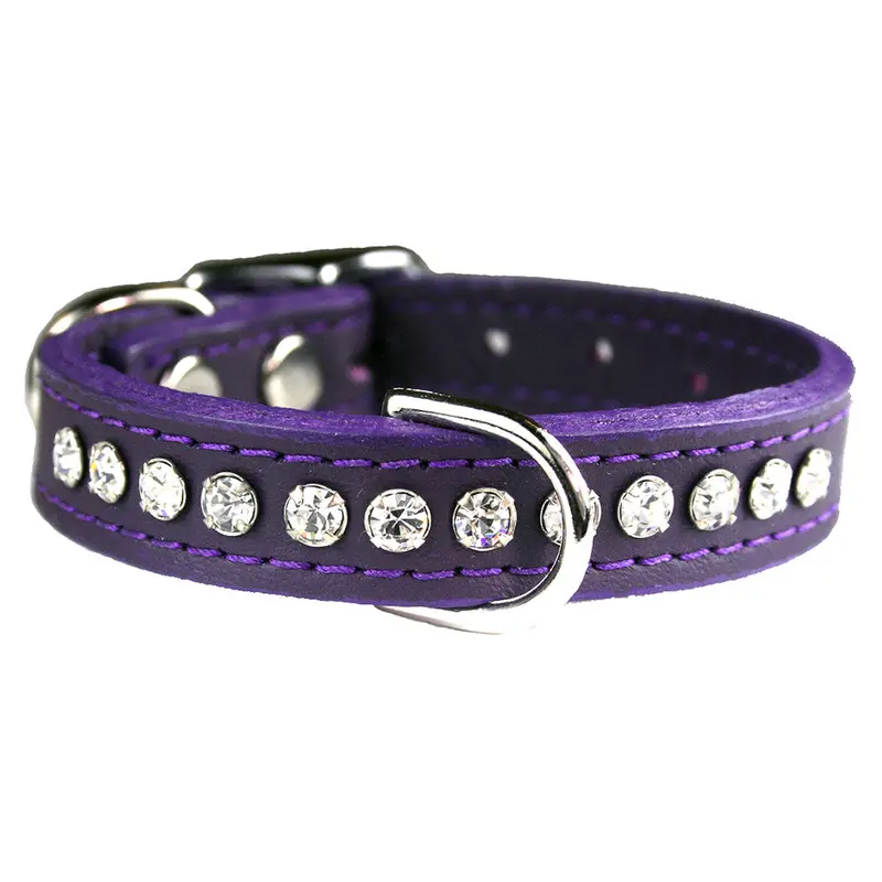 Purple Signature Leather Crystal Collar