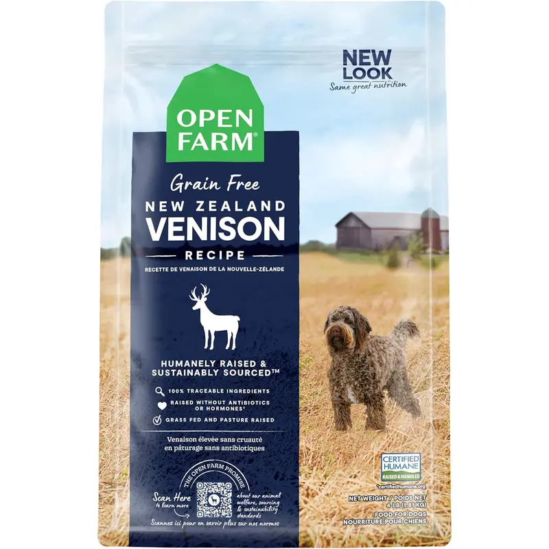 Open Farm Grain-Free Dry Dog Food - New Zealand Venison - 4lb Bag