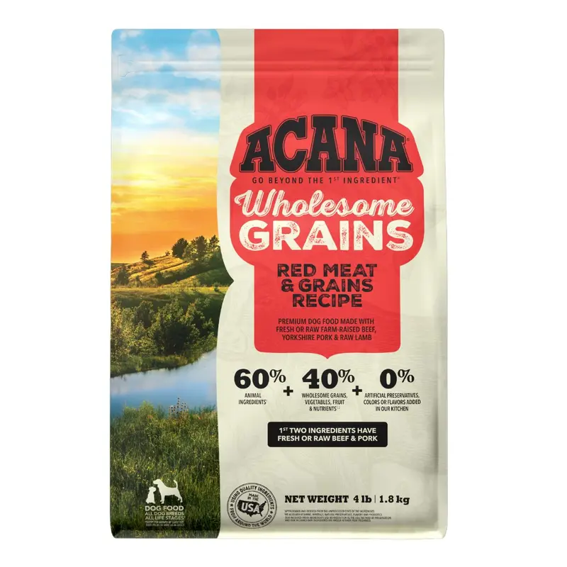 Acana Wholesome Grains Dry Dog Food - Red Meat Beef, Pork, & Lamb - 4lb Bag