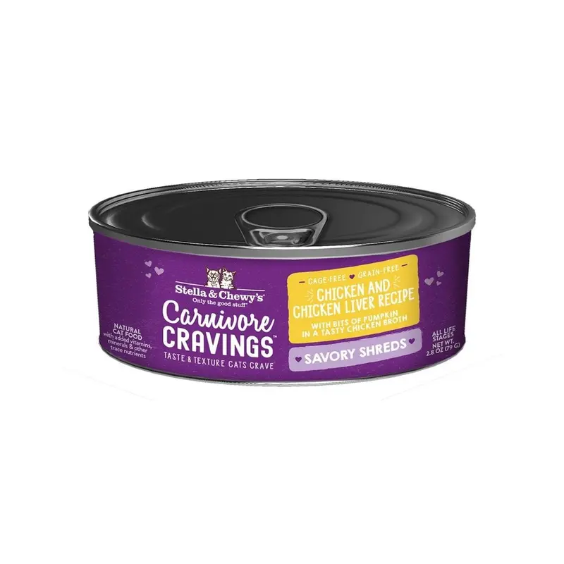 Stella & Chewys Cat Can Shreds Carnivore Cravings Chicken & Salmon 2.8oz