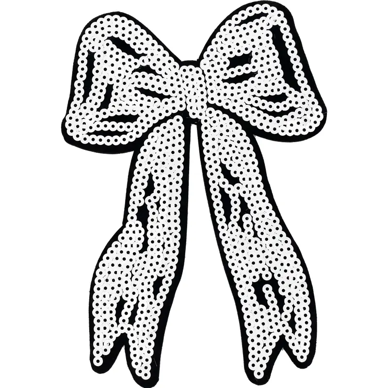 Big Sequin White Bow - Patch
