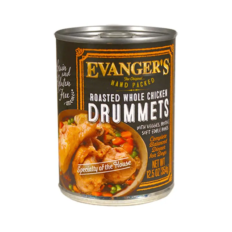 Evanger's Wet Dog Food - Roasted Chicken Drummet Dinner - 13oz Can