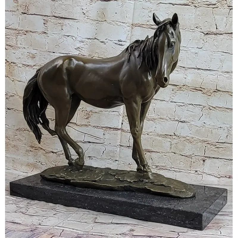 Arabian Horse Mare Hot Cast Bronze Sculpture Statue on Marble Base by PJ Mene