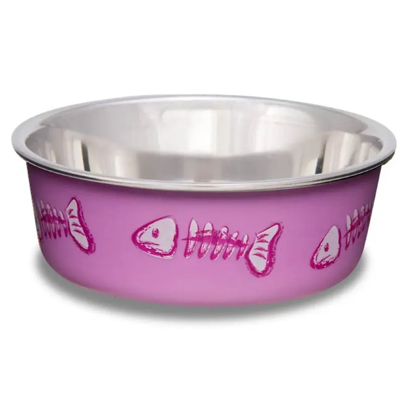 Loving Pets Bella Bowl Fish Skeleton Design - Pink eXtra Small