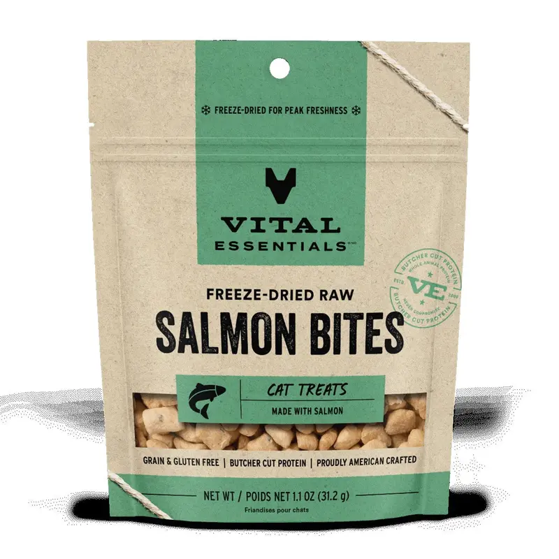Vital Essentials Freeze-Dried Salmon Bites Cat Treats 1.1 oz