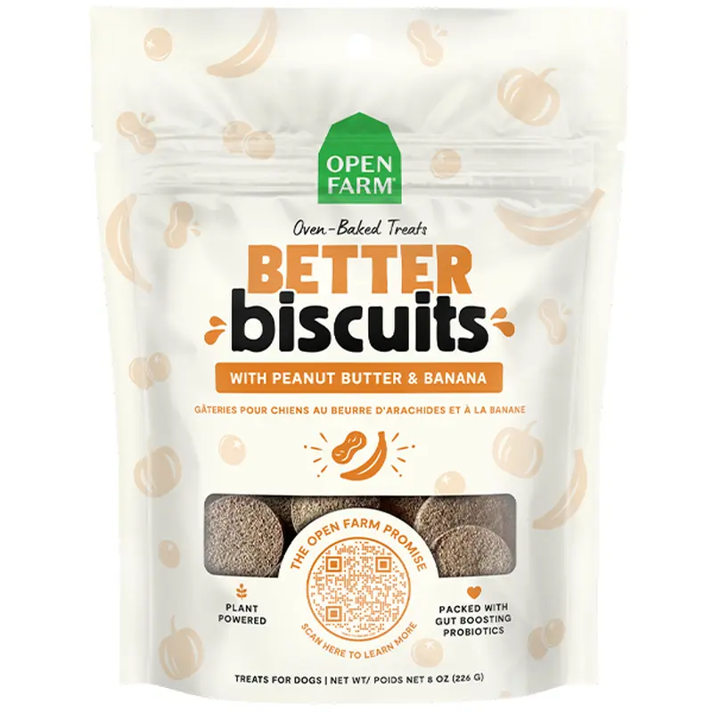 Open Farm Dog Treats Better Biscuits PB & Banana 8 oz