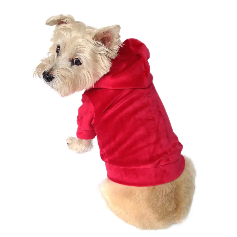 Velour Pullover Hoodie, Red
