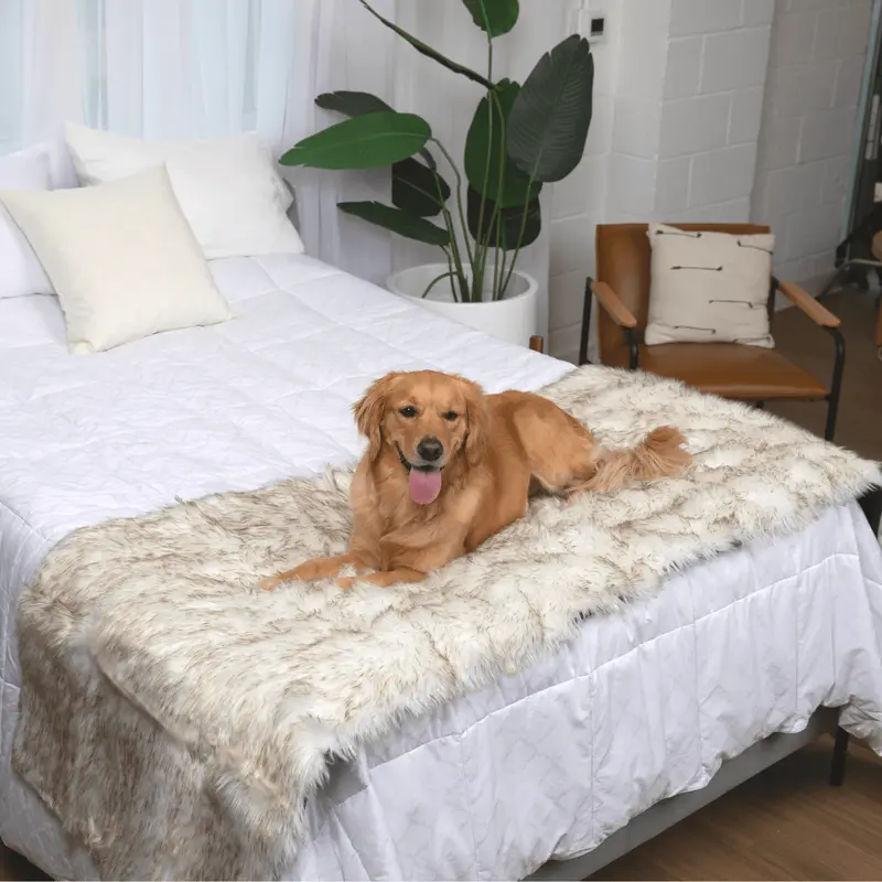 PupProtector Waterproof Bed Runner - White with Brown Accents