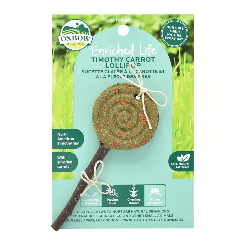 Oxbow Enriched Life Timothy Lollipop Carrot for Rabbit, 0.06 lbs.