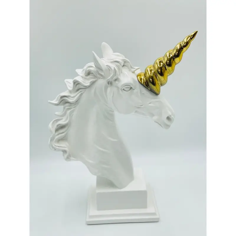 Luxury Unicorn Statue with Golden Horn