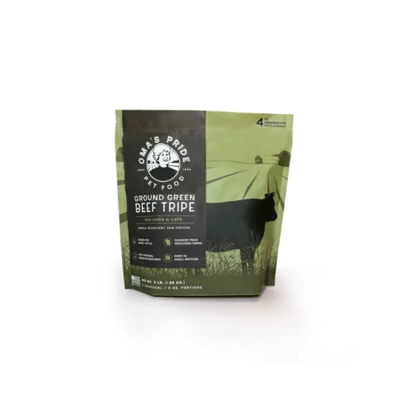 Oma's Pride Raw Frozen Food | Green Tripe Patties 3 lb