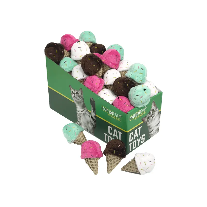 Multipet Cat Toy Ice Cream Cone Catnip 3in Assorted