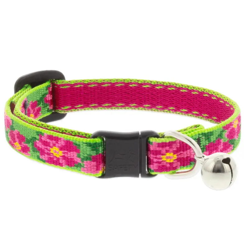 Lupine Original Designs Safety Cat Collar 1/2" x 8-12" Petunias with Bell