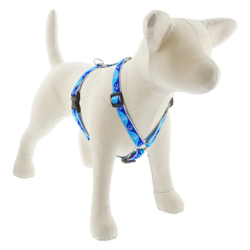 Lupine Reflective Roman Dog Harness 3/4" Wide 12"-20" Girth Blue Paws
