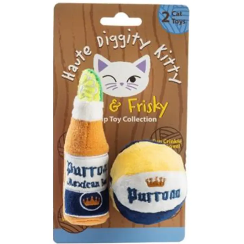 Haute Diggity Purrona Bottle & Ball Organic Catnip Toy 2 Pack