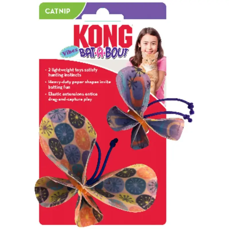 KONG Cat Bat-A-Bout Vibez Butterfly Cat Toys 2 Pack
