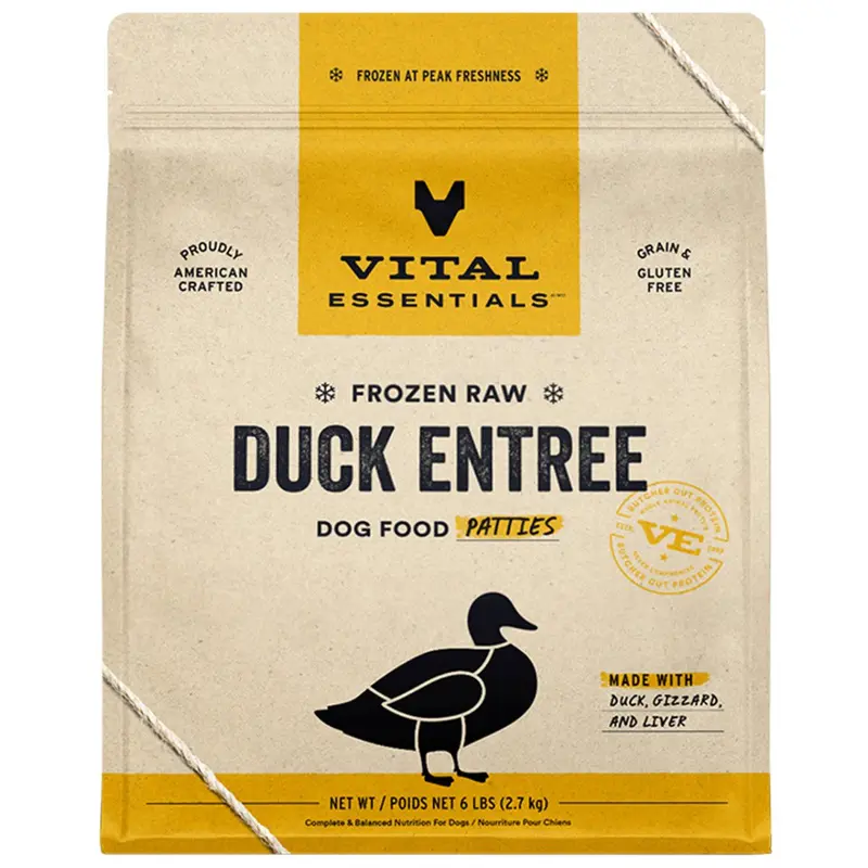 Vital Essentials Duck Patties Frozen Dog Food 6 lbs