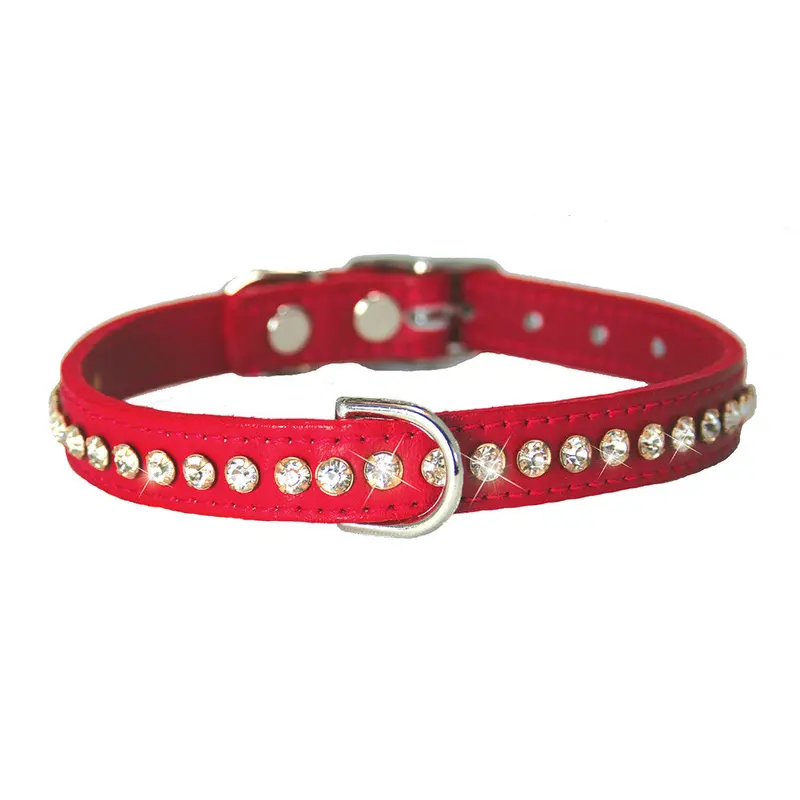 Red Signature Leather Crystal Collar