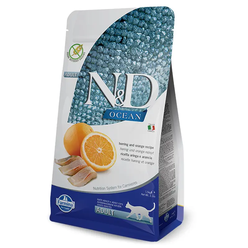 Farmina N&D Natural & Delicious Grain Free Adult Wild Herring & Orange Dry Cat Food