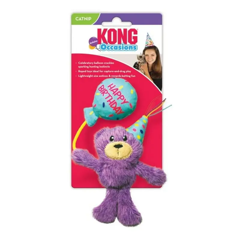KONG Occasions Birthday Teddy Cat Toy