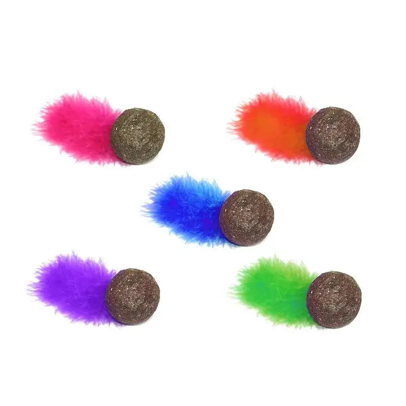 Multipet Compressed Catnip Ball & Feather Cat Toy, Assorted