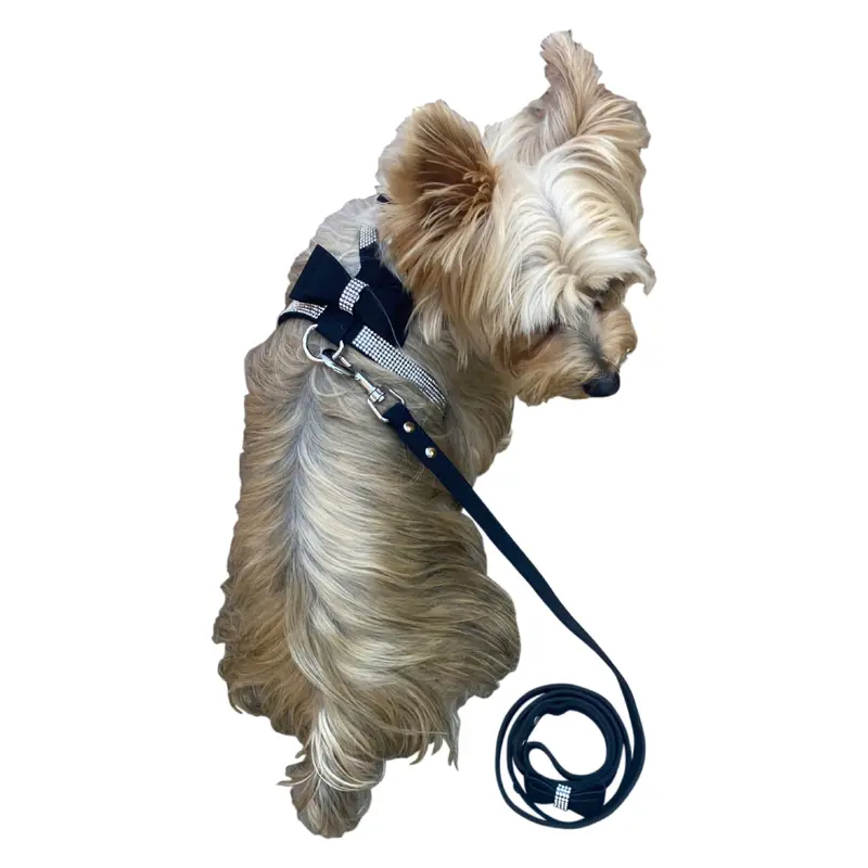 Bow Tie Dog Harness in Pleather, Black