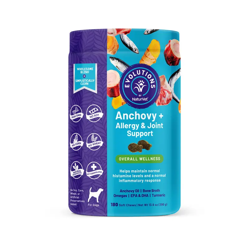 Evolutions By NaturVet Anchovy + Allergy & Joint Support Dog Soft Chews, Count of 180