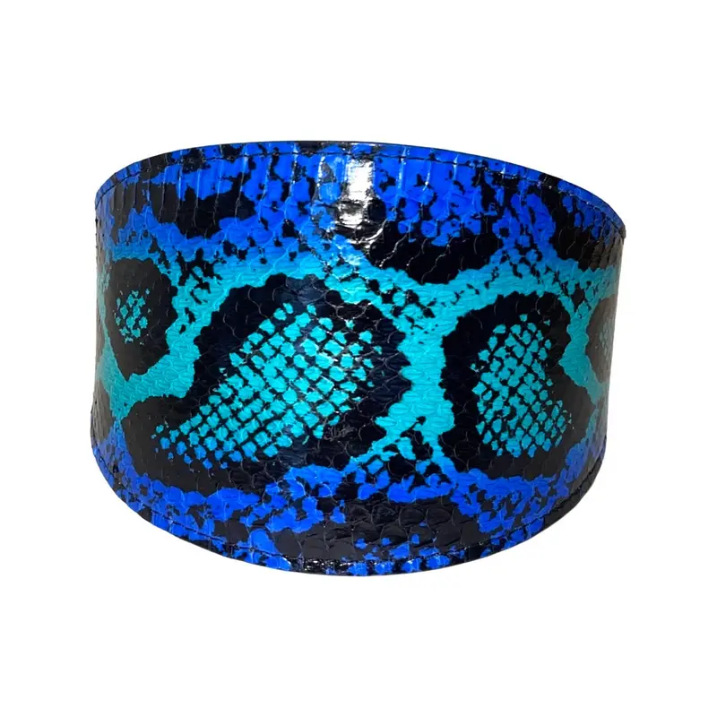 Electric/Turquoise Blue & Black Custom Snake 4 Wide Style Collar