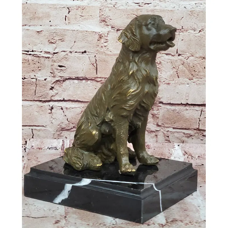 Sitting Retriever Bronze Sculpture - Golden Retriever Labrador Dog Art