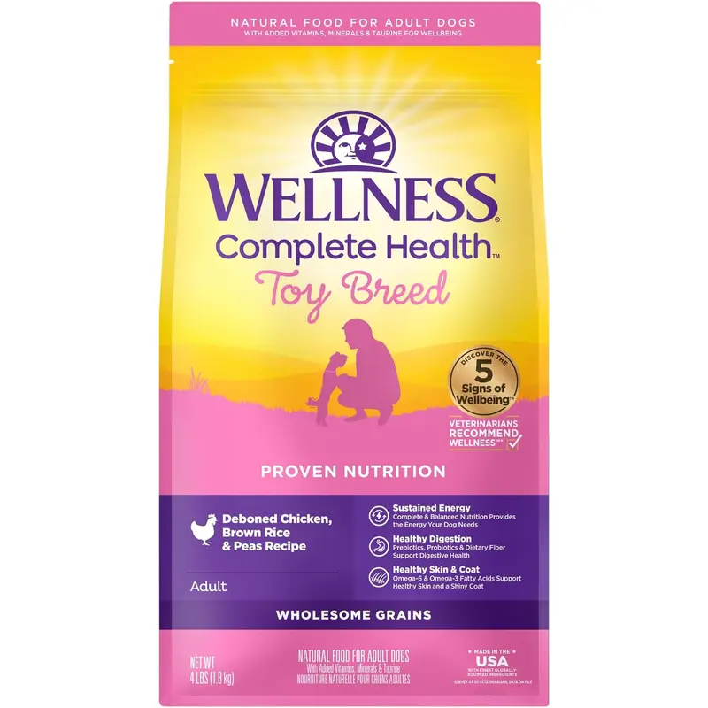 Wellness Complete Health Adult Toy Breed Chicken and Brown Rice Dog Food (4lb)