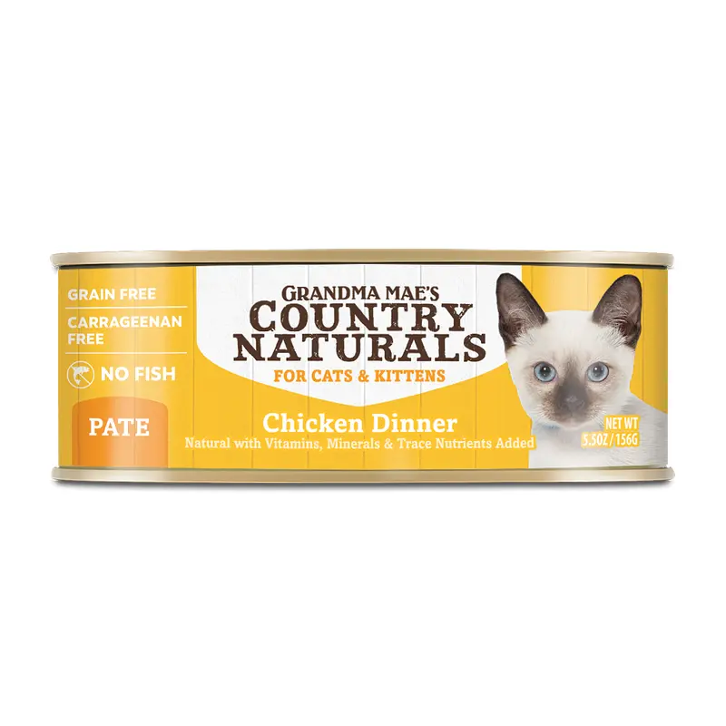 Grandma Mae's Country Naturals Grain Free Chicken Dinner Canned Wet Food For Cats 5.5oz/24