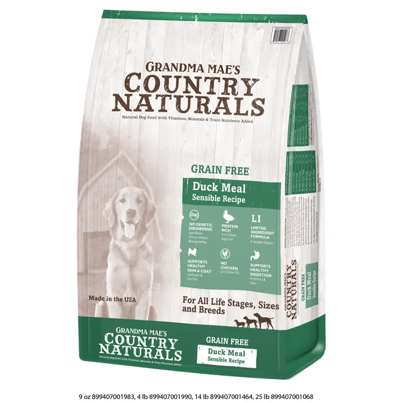 Grandma Mae's Country Naturals Grain-Free Limited Ingredient Duck Recipe Dry Dog Food, 4 Lb
