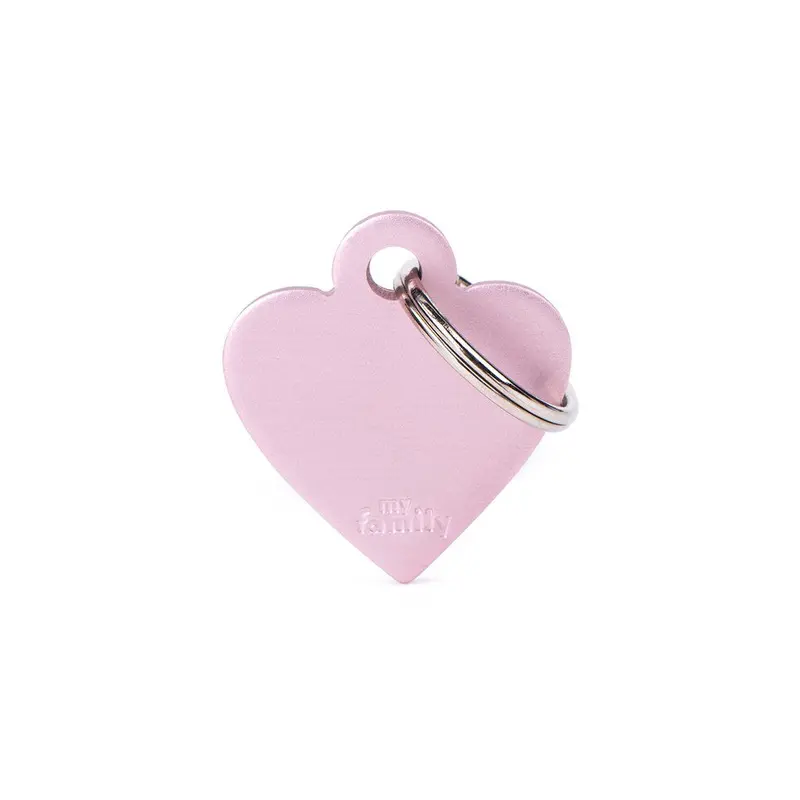 My Family ID Basic Small Aluminum Pink Heart ID Tag