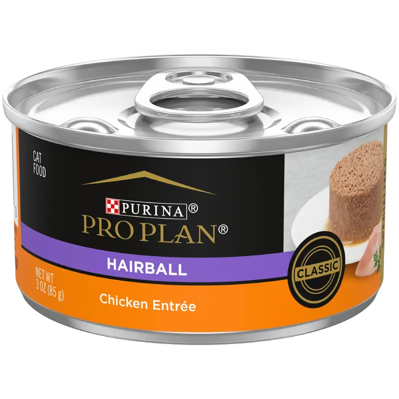 Purina Pro Plan Hairball Control Cat Food Wet Pate, Hairball Chicken Entre 3oz can