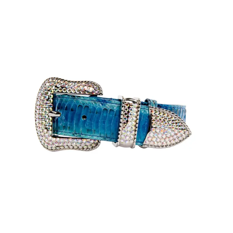 Blue & Turquoise Snake Collar With Silver Swarovski Crystal Hardware