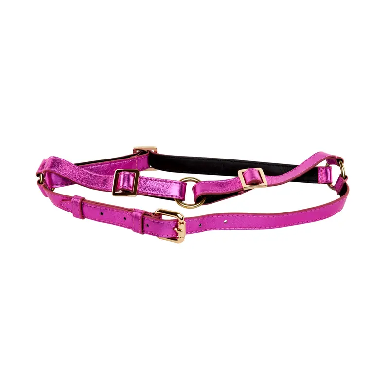 Pink Foil Italian Leather Harness