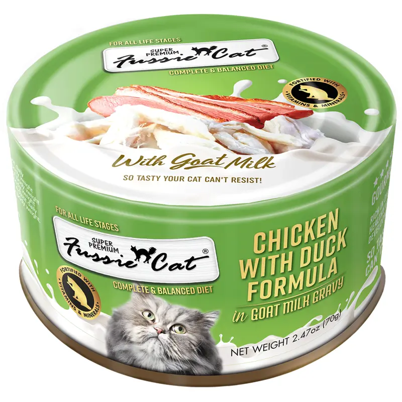 Fussie Cat Chicken & Duck In Goat Milk Cat Can (2.47oz)