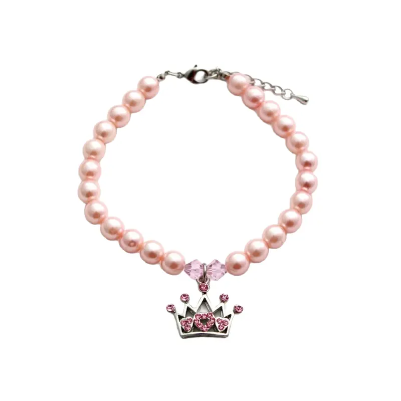 Princess Crown Pearl Necklace, Pink