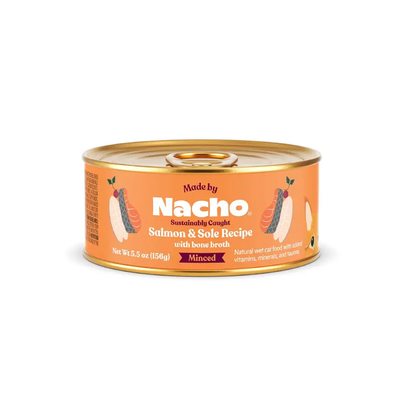 Made by Nacho Salmon and Sole Minced in Bone Broth Canned Cat Food 5.5oz