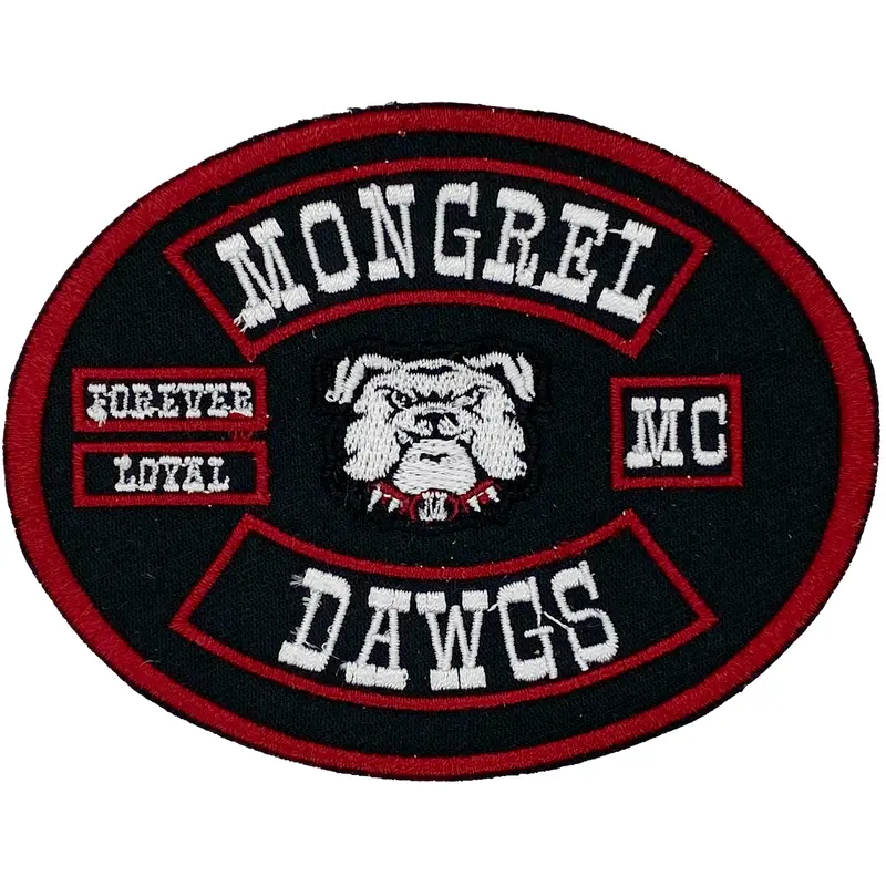Mongrel Dawg Oval EMBROIDERY Patch (4) -BLACK