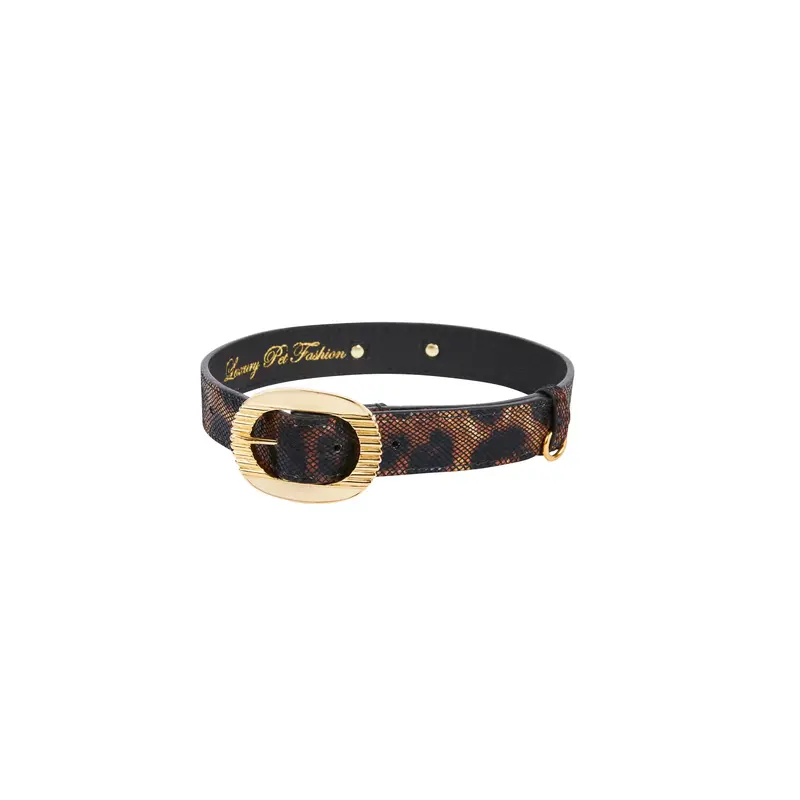 Abstract Leopard Print Italian Leather With Vintage Italian Hardware
