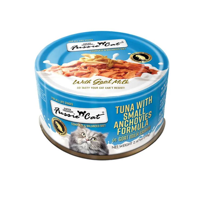Fussie Cat Premium Tuna w/Small Anchovies in Goats Milk 2.47oz