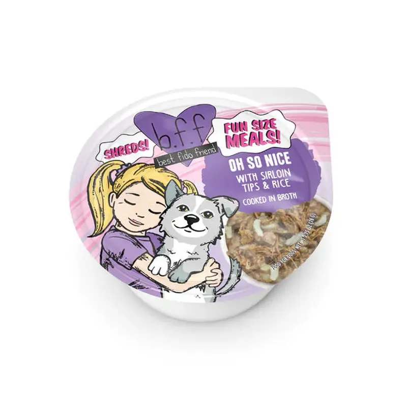 BFF Fun Size Meals Oh So Nice Beef Sirloin Tips and Rice Shredded Wet Dog Food (2.7oz)