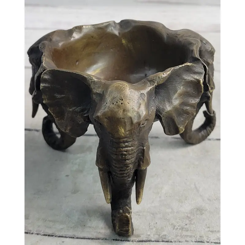 Bronze Metal Elephant Candy Dish Ashtray Original Art Sculpture Decor
