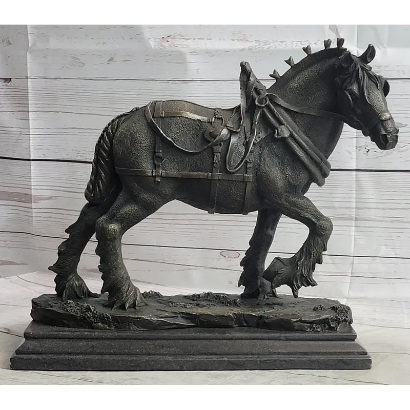 Budweiser Clydesdale Work Horse Bronze Statue Sculpture Original Art on Marble Base