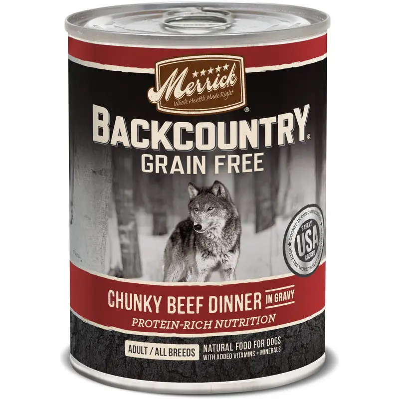 Merrick Backcountry Grain Free Chunky Beef Canned Dog Food