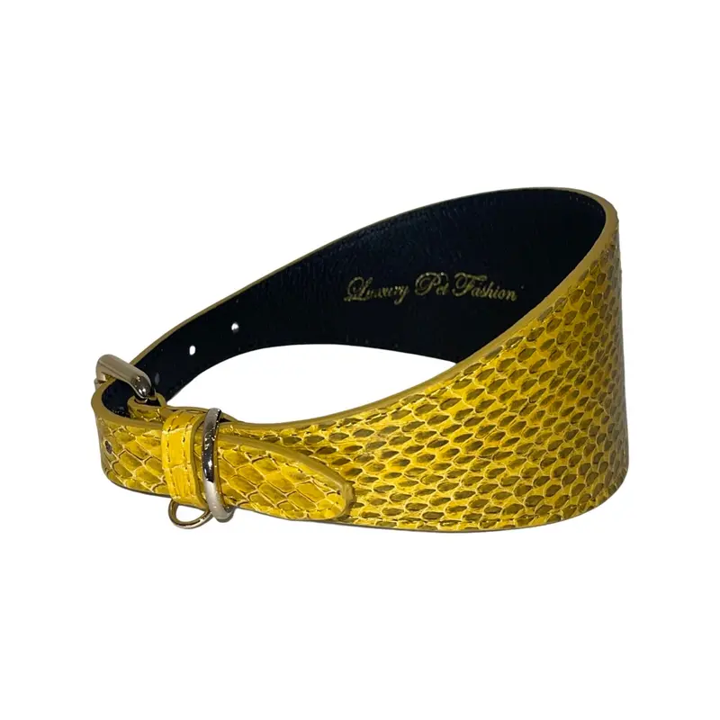 Mustard Yellow & Black Snake 3 Wide Style Collar